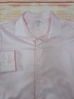 Brooks Brothers Non-Iron Madison Pink Dress Shirt 17.5-38 Supima Cotton